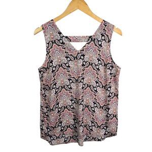 Maurices Sleeveless Paisley Blouse - Pink, Black, Cream